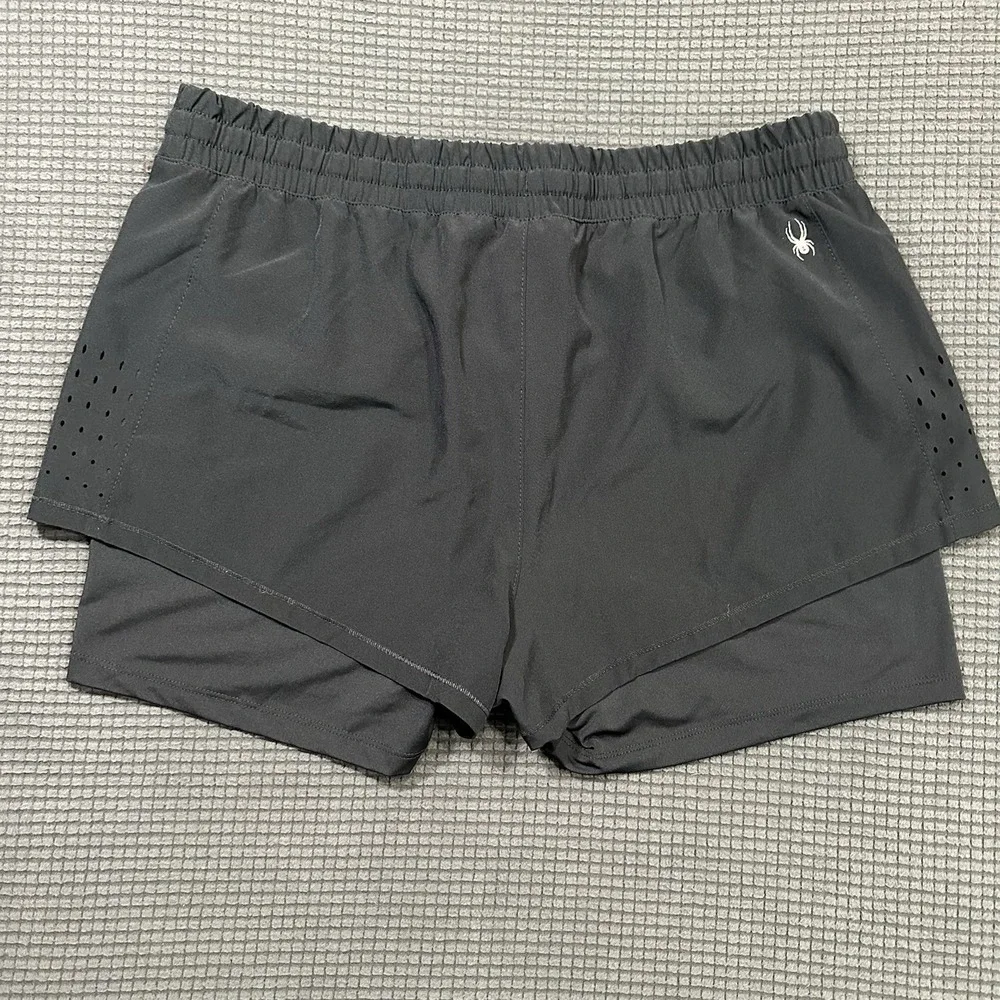 Spyder Active Black Running Training Shorts w/ Compression Liner Men's Large